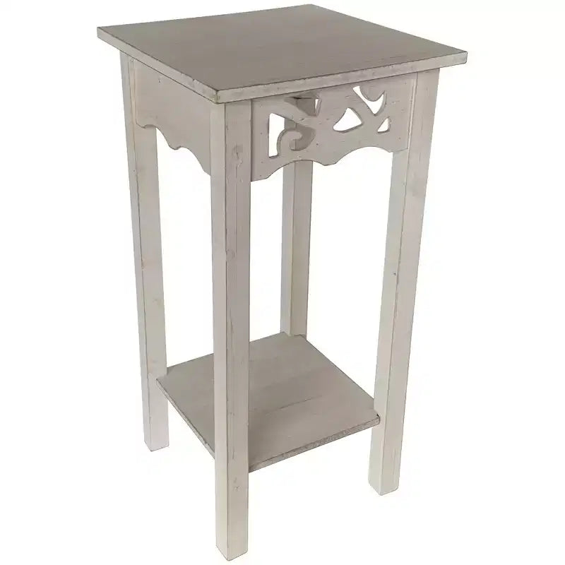 Support de Plante & Table d'Appoint avec Étagère de Rangement, Style Antique