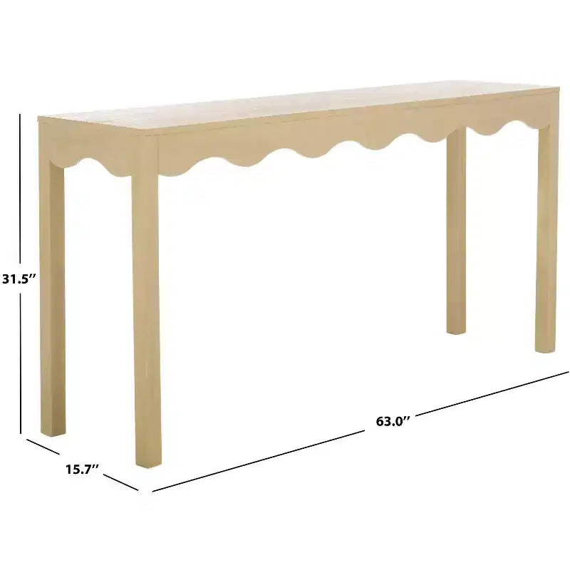 Console Wavy avec pieds épingles, finition pin naturel