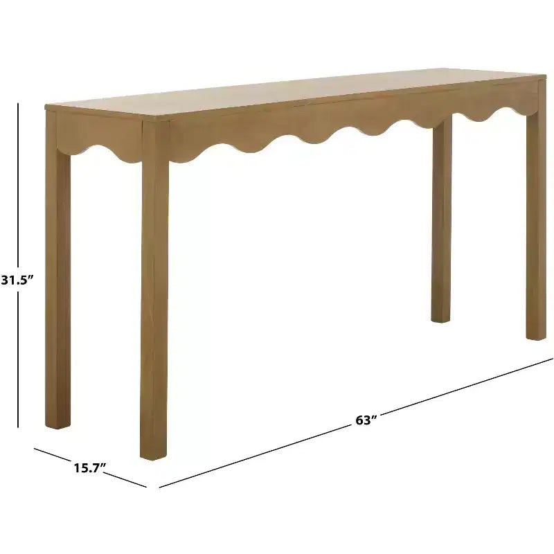 Console Wavy avec pieds épingles, finition pin naturel