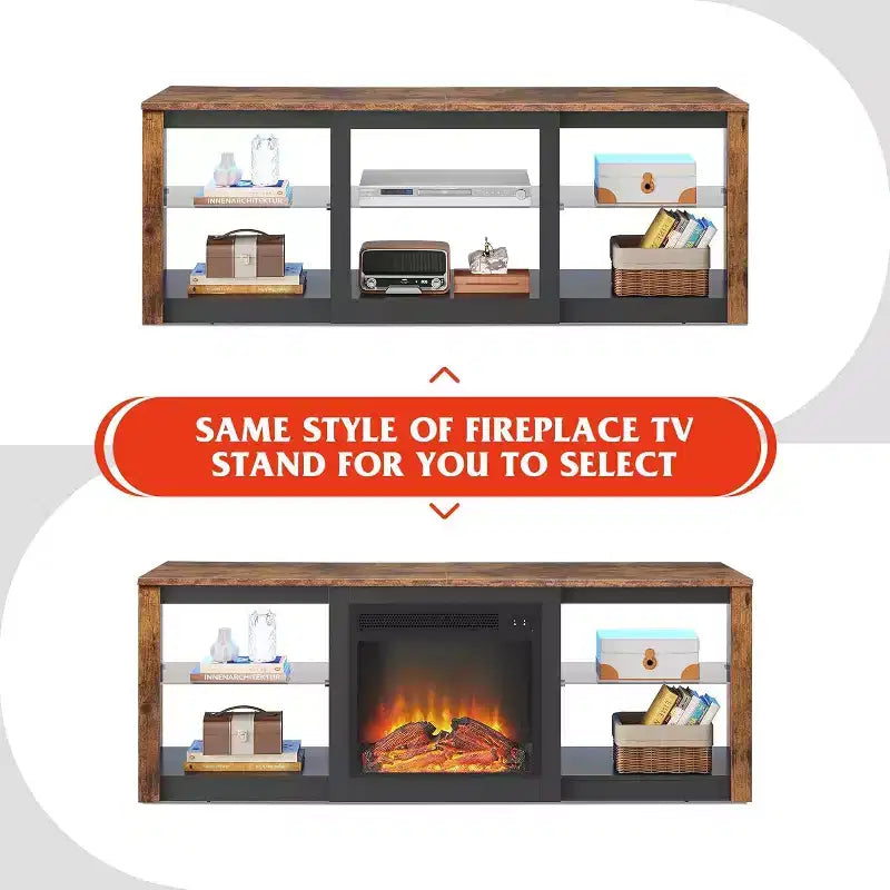 Meuble TV blanc avec lumières LED pour téléviseurs jusqu'à 65 pouces, meuble de divertissement avec étagères en verre