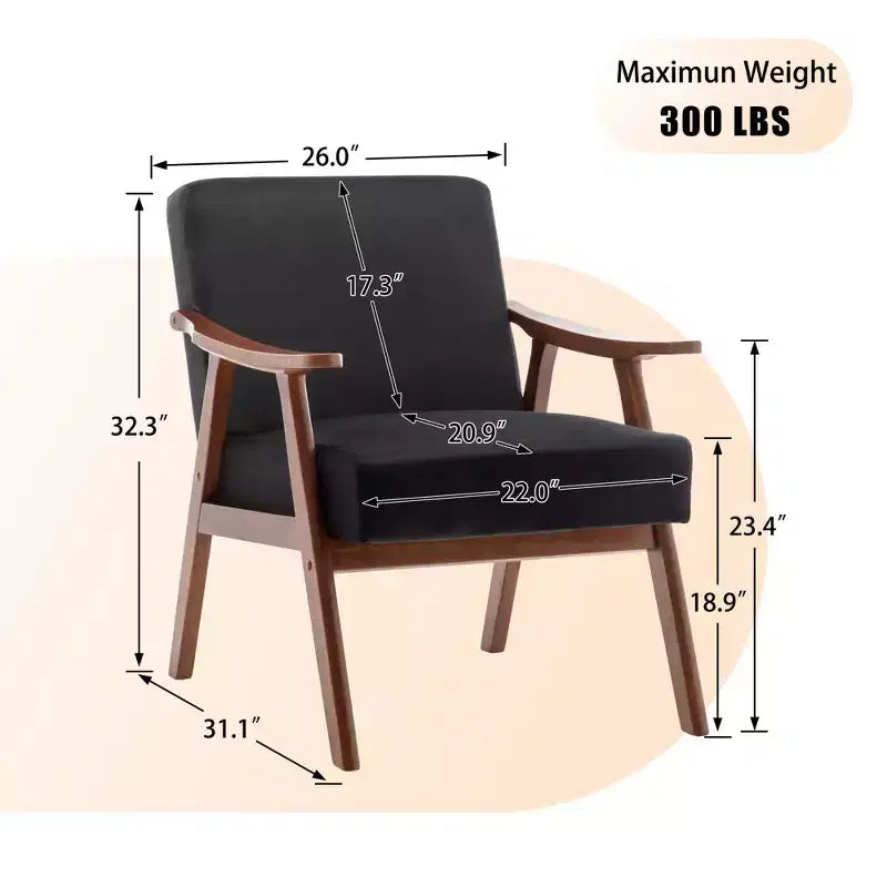 Fauteuil d'appoint en velours Mid-Century pour salon