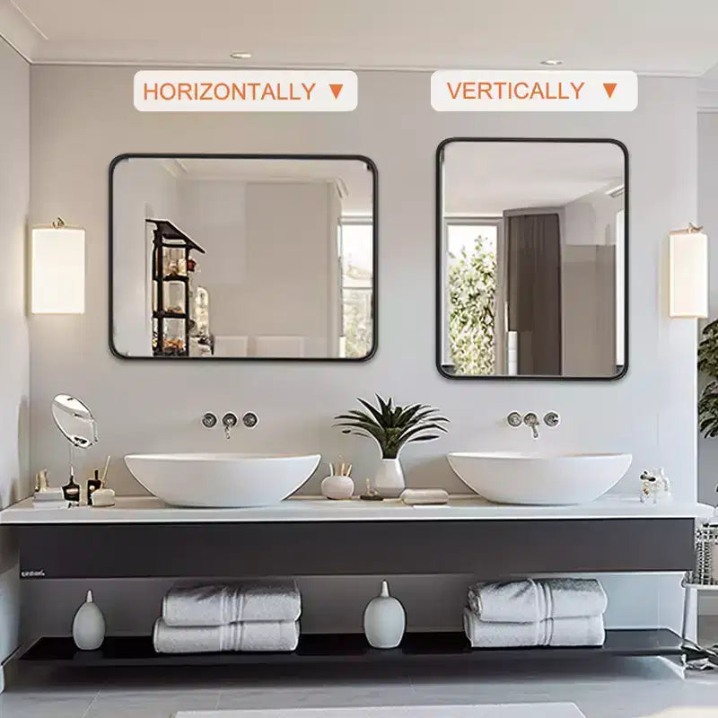 Miroir de salle de bain rectangulaire, fixation murale