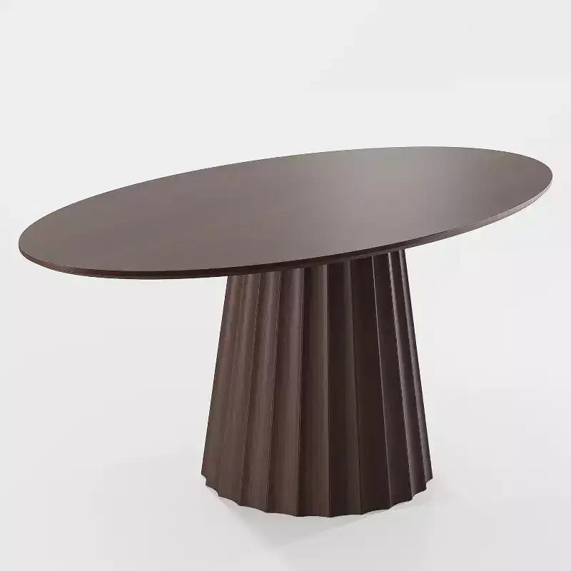 Table à manger ovale en bois massif avec piétement fuselé élégant pour 6 personnes