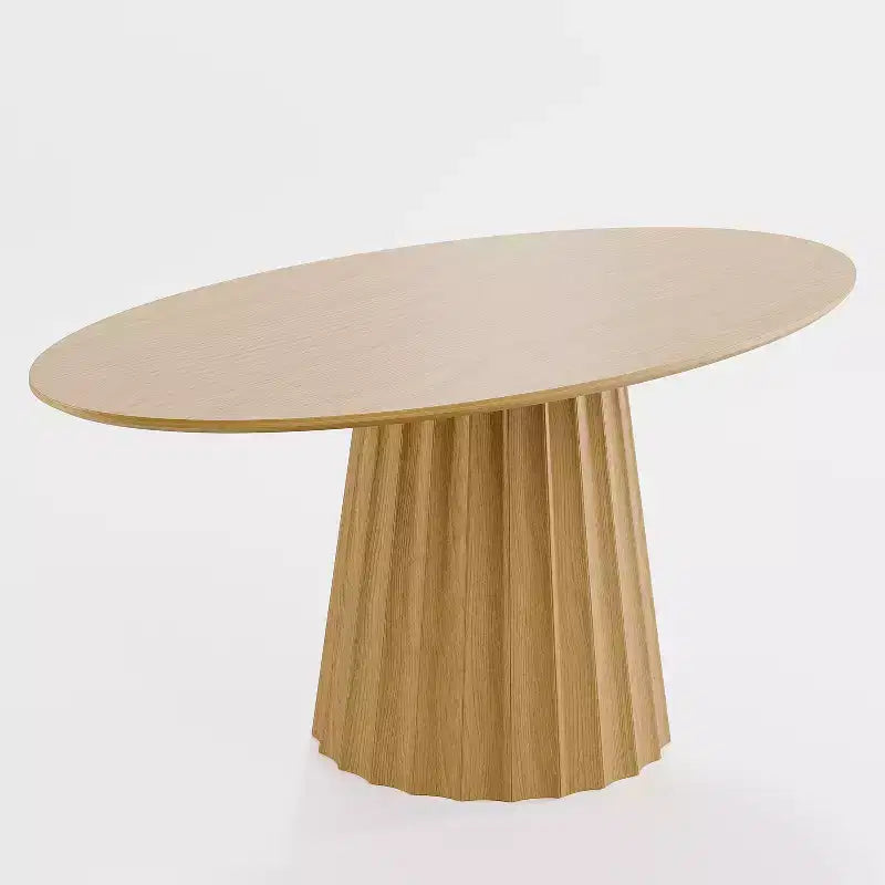 Table à manger ovale en bois massif avec piétement fuselé élégant pour 6 personnes