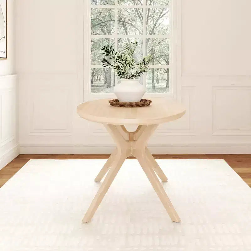 Table à manger ovale en pin massif pour 4 personnes, finition bois naturel