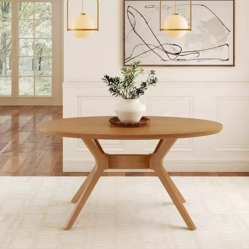 Table à manger ovale en pin massif pour 4 personnes, finition bois naturel