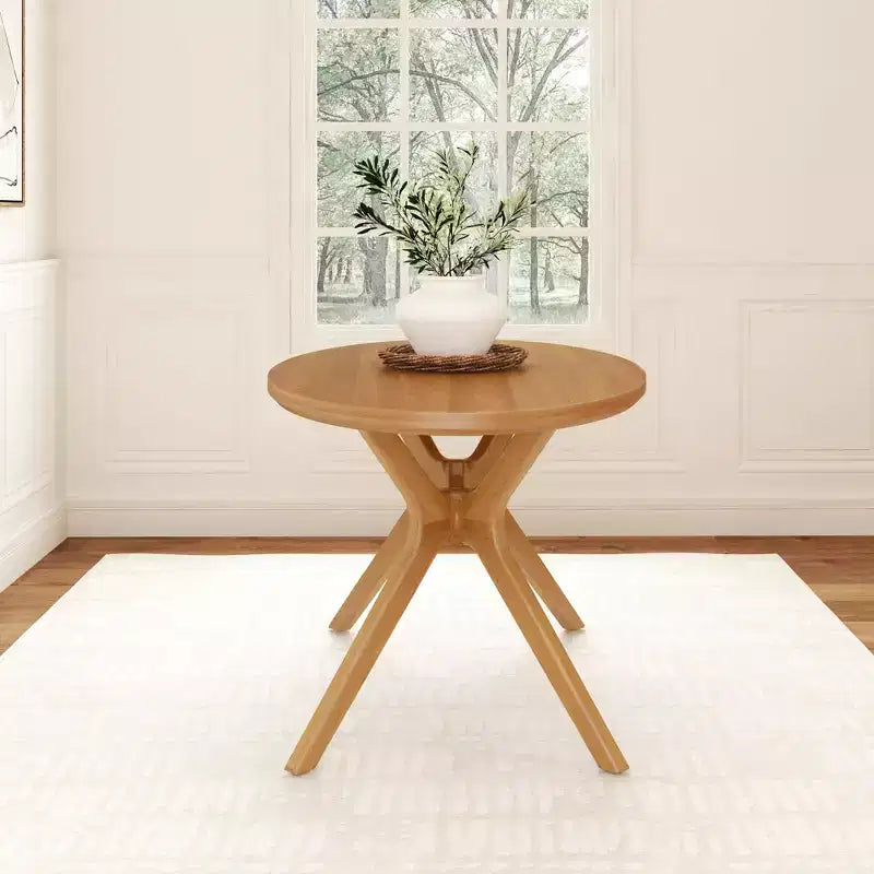 Table à manger ovale en pin massif pour 4 personnes, finition bois naturel