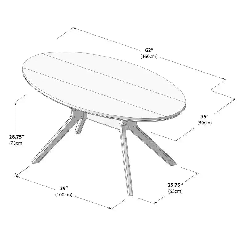 Table à manger ovale en pin massif pour 4 personnes, finition bois naturel