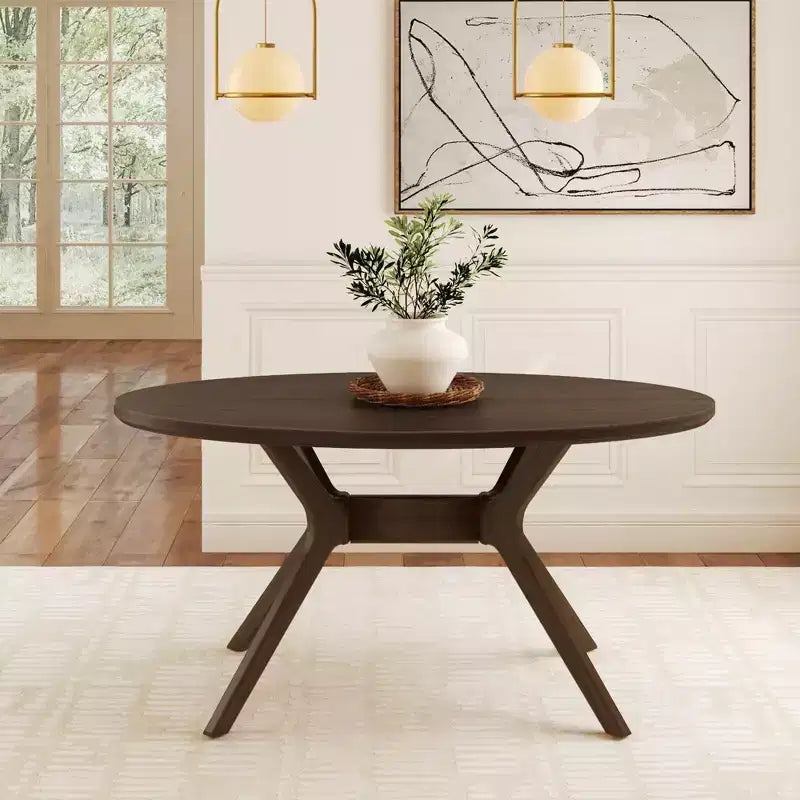 Table à manger ovale en pin massif pour 4 personnes, finition bois naturel