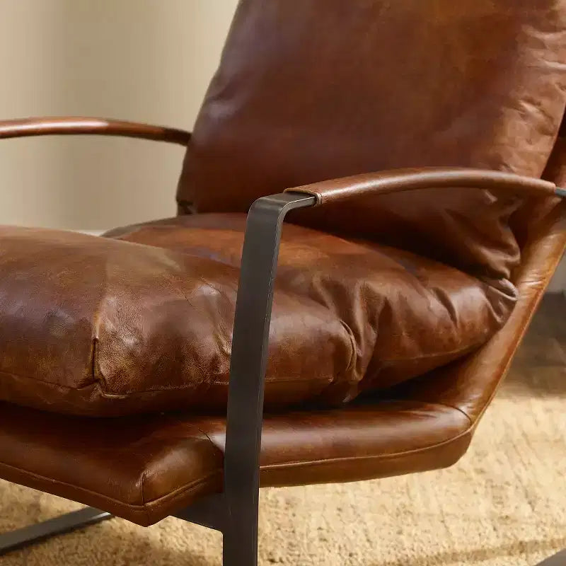 Fauteuil de salon de luxe en cuir véritable