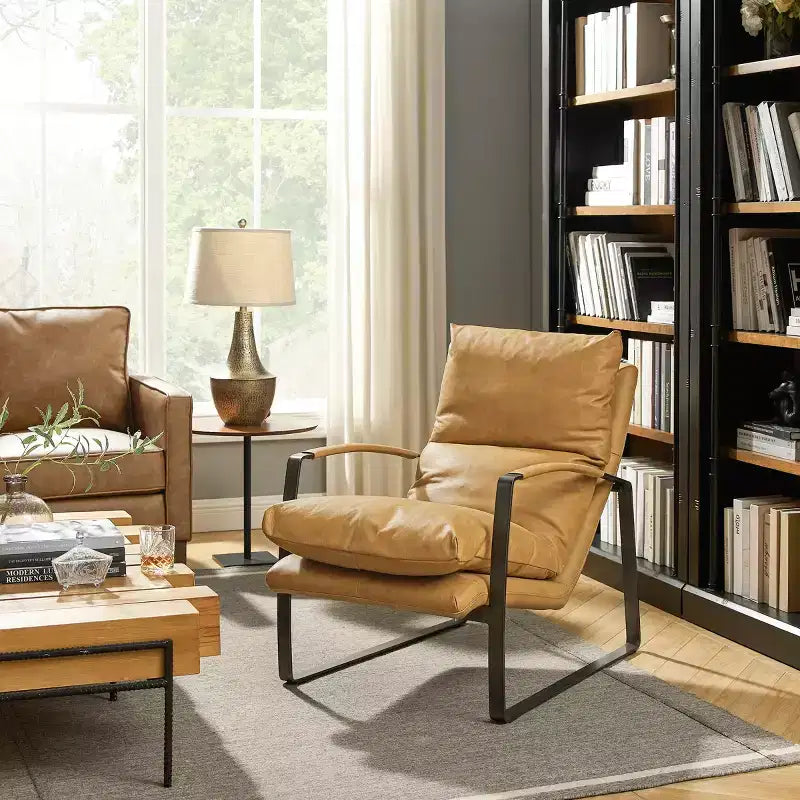 Fauteuil de salon de luxe en cuir véritable