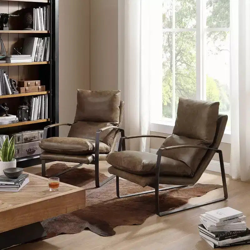 Fauteuil de salon de luxe en cuir véritable