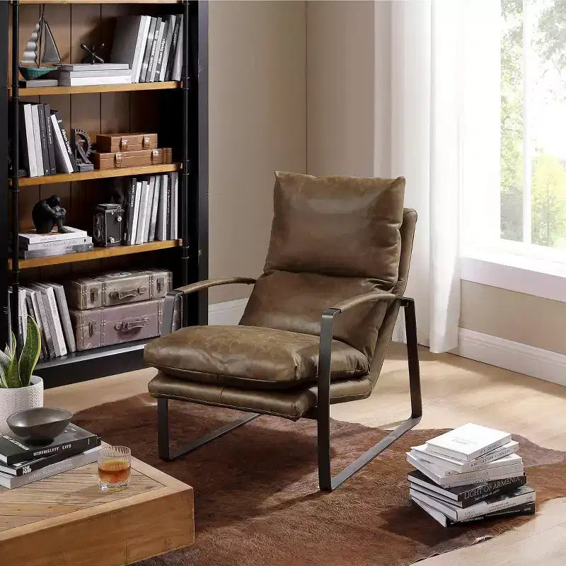 Fauteuil de salon de luxe en cuir véritable