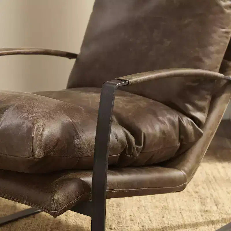 Fauteuil de salon de luxe en cuir véritable