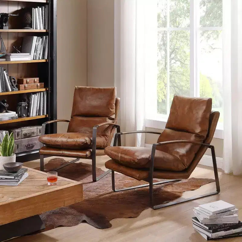 Fauteuil de salon de luxe en cuir véritable
