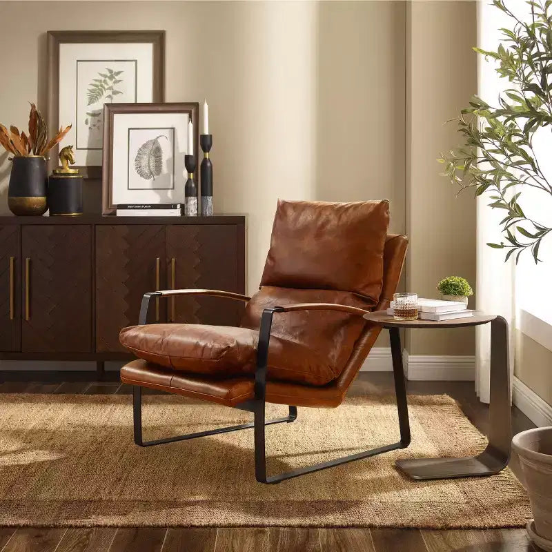 Fauteuil de salon de luxe en cuir véritable