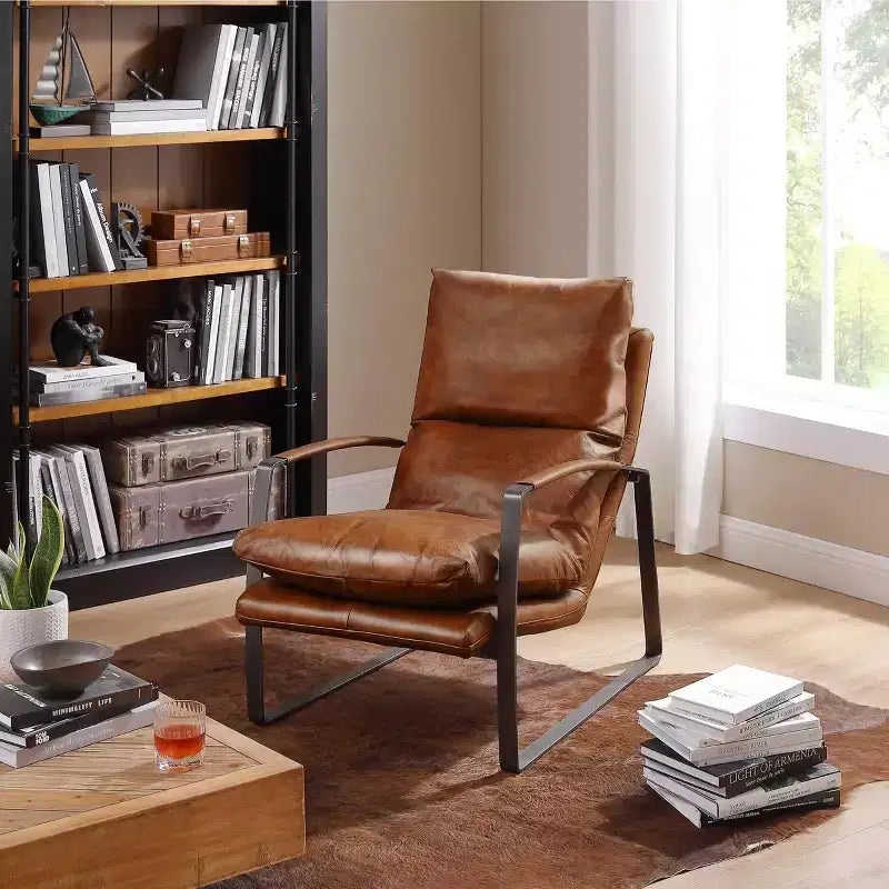 Fauteuil de salon de luxe en cuir véritable