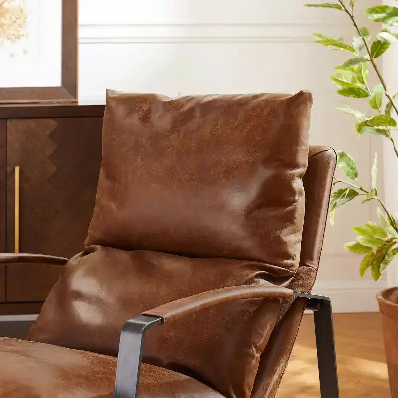Fauteuil de salon de luxe en cuir véritable