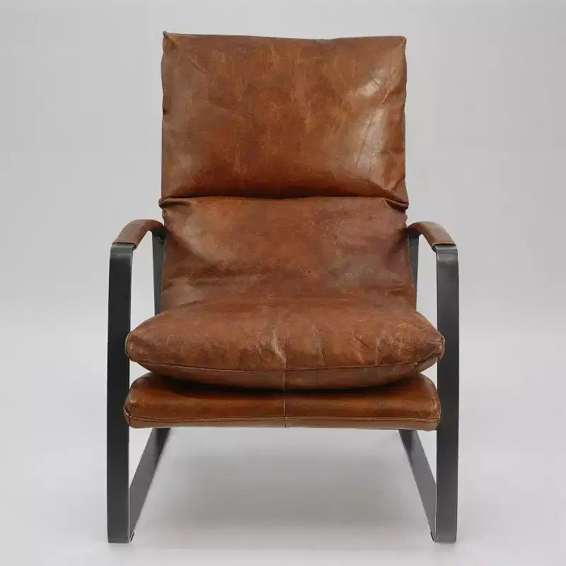 Fauteuil de salon de luxe en cuir véritable