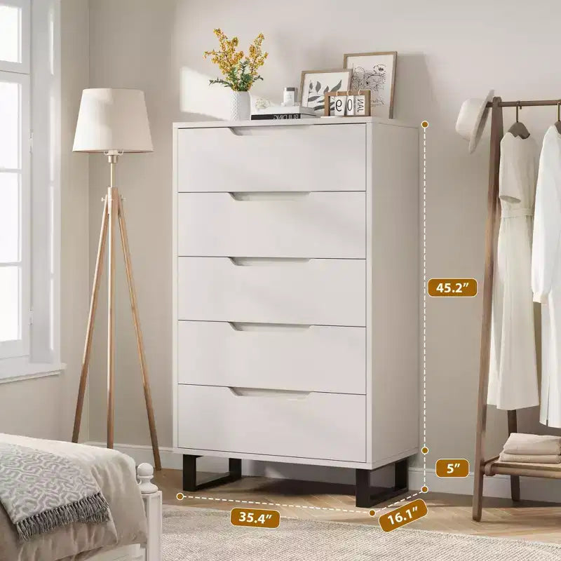 Commode de chambre blanche à tiroirs : 50 commodes verticales autoportantes en bois avec rangement pour salon, couloir et entrée