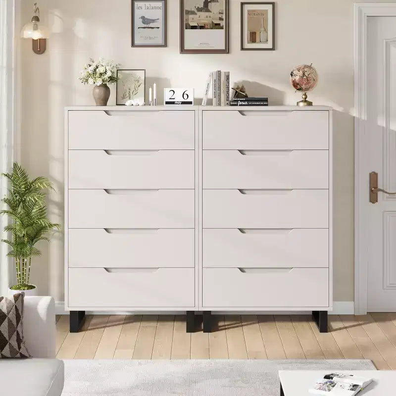 Commode de chambre blanche à tiroirs : 50 commodes verticales autoportantes en bois avec rangement pour salon, couloir et entrée