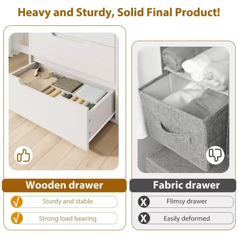 Commode de chambre blanche à tiroirs : 50 commodes verticales autoportantes en bois avec rangement pour salon, couloir et entrée