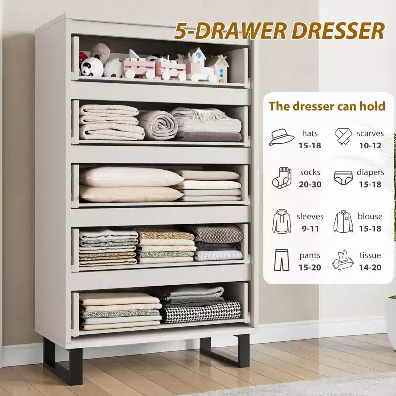 Commode de chambre blanche à tiroirs : 50 commodes verticales autoportantes en bois avec rangement pour salon, couloir et entrée