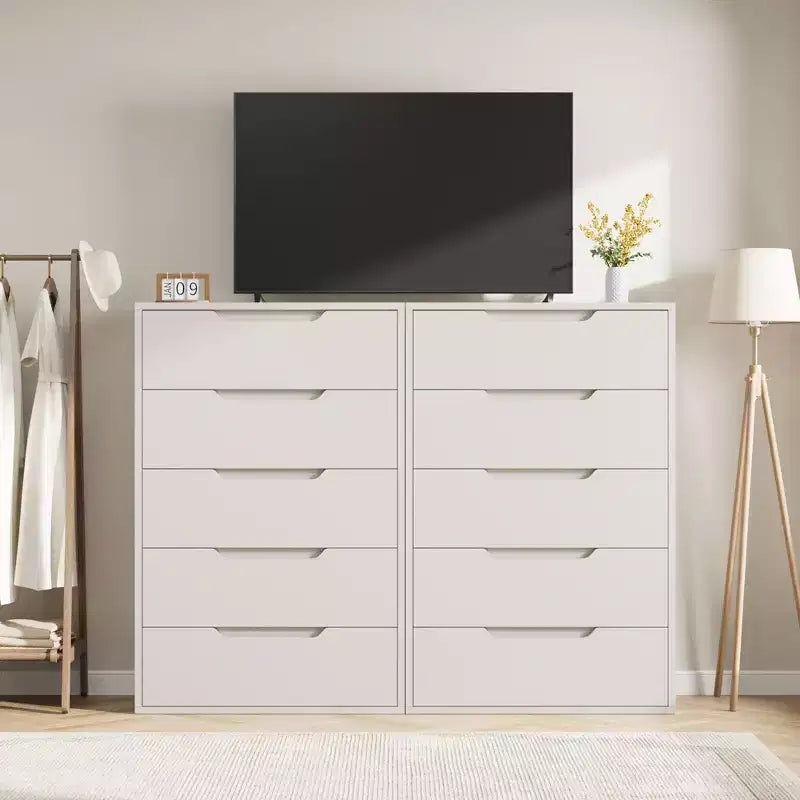 Commode de chambre blanche à tiroirs : 50 commodes verticales autoportantes en bois avec rangement pour salon, couloir et entrée
