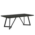 Table à manger moderne, plateau en MDF aspect bois grainé noir-brun et pieds en métal, 8 places assises