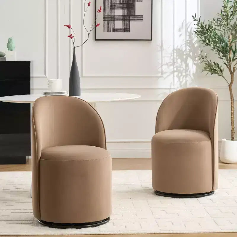 Chaise de salle à manger moderne pivotante à 360° en velours avec coussin épais