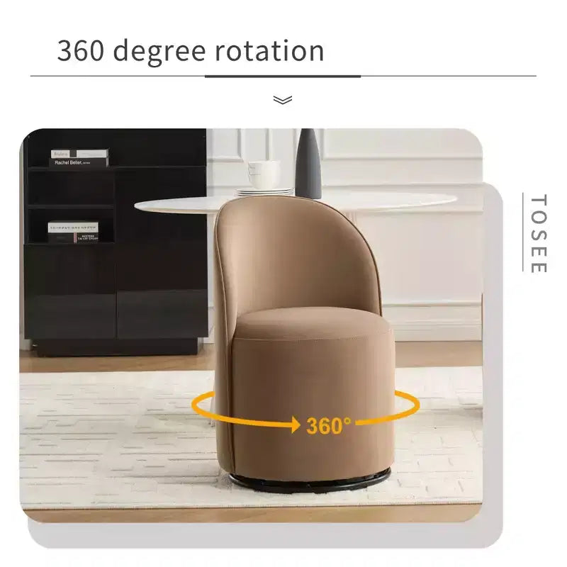 Chaise de salle à manger moderne pivotante à 360° en velours avec coussin épais