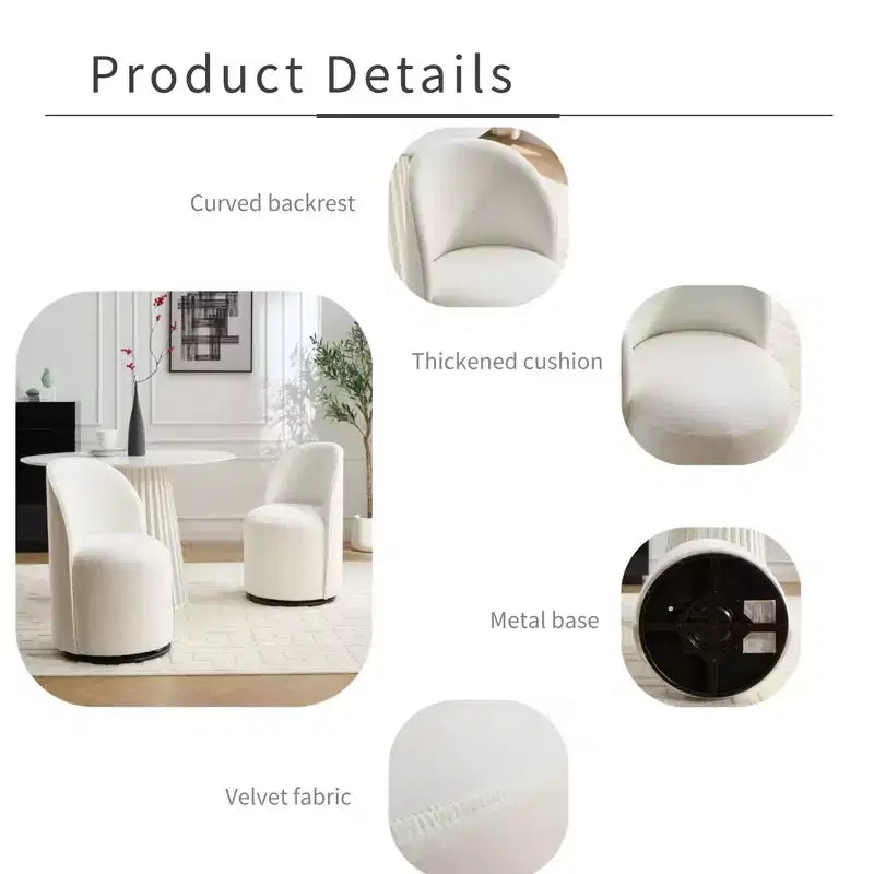 Chaise de salle à manger moderne pivotante à 360° en velours avec coussin épais