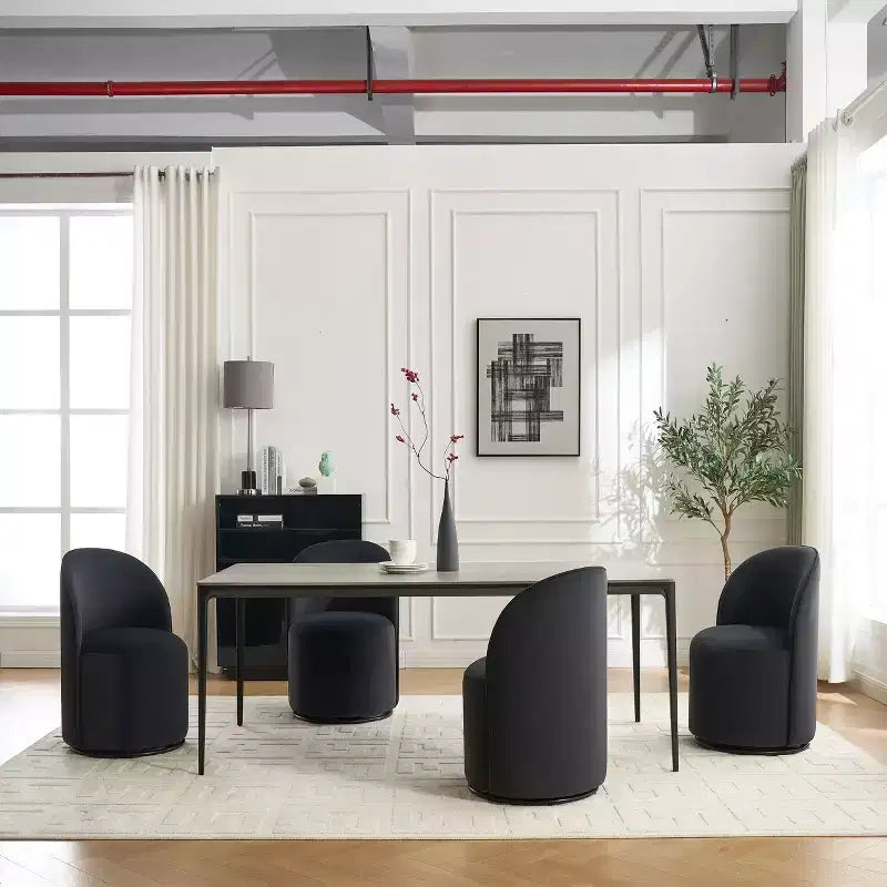 Chaise de salle à manger moderne pivotante à 360° en velours avec coussin épais