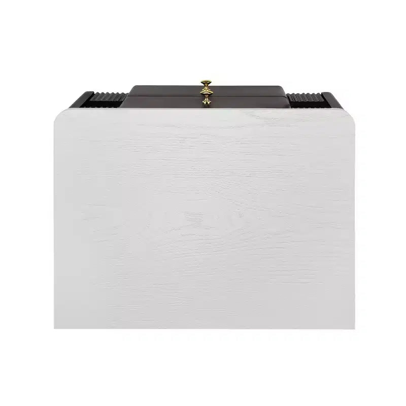 Table de chevet moderne minimaliste avec 2 tiroirs, poignées et pieds en métal doré, design texturé