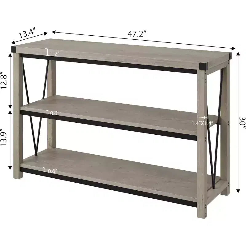 Console d'entrée de ferme, table console en bois à 3 niveaux avec rangement, pour salon, table de couloir, grise