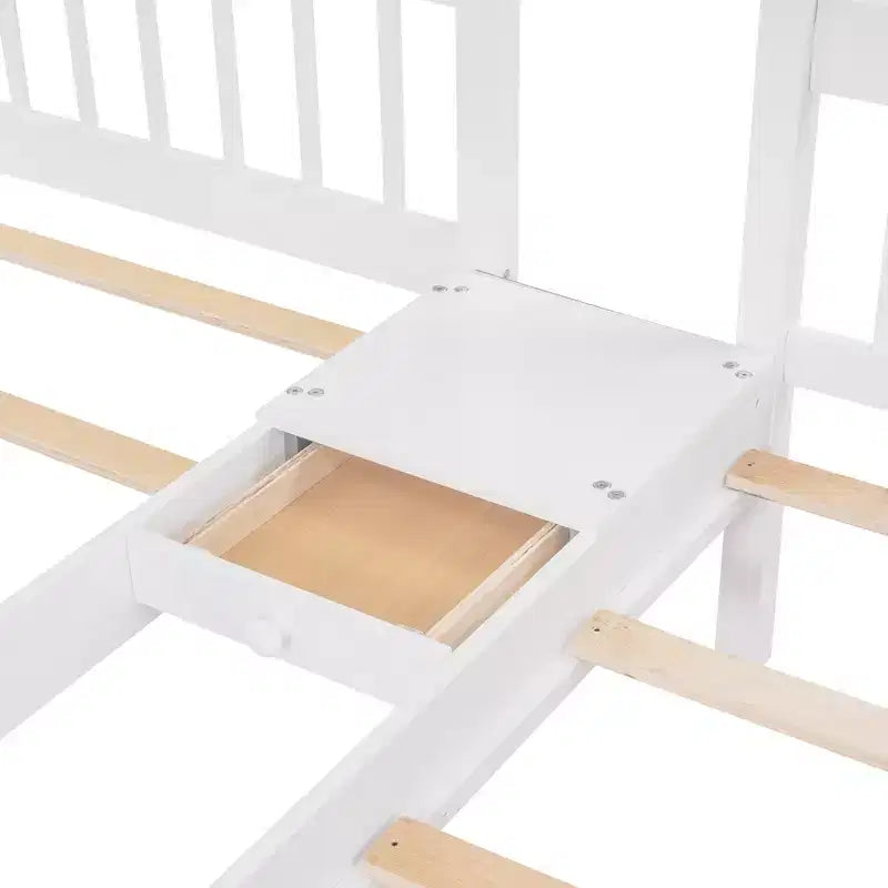 Lit superposé triple, une place et deux places, en bois de pin avec escalier de rangement