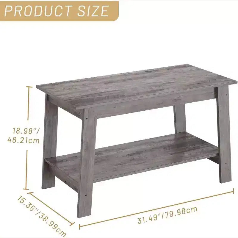Table basse industrielle moderne avec rangement à 2 niveaux, table rectangulaire compacte en MDF et panneaux de particules pour salon et bureau