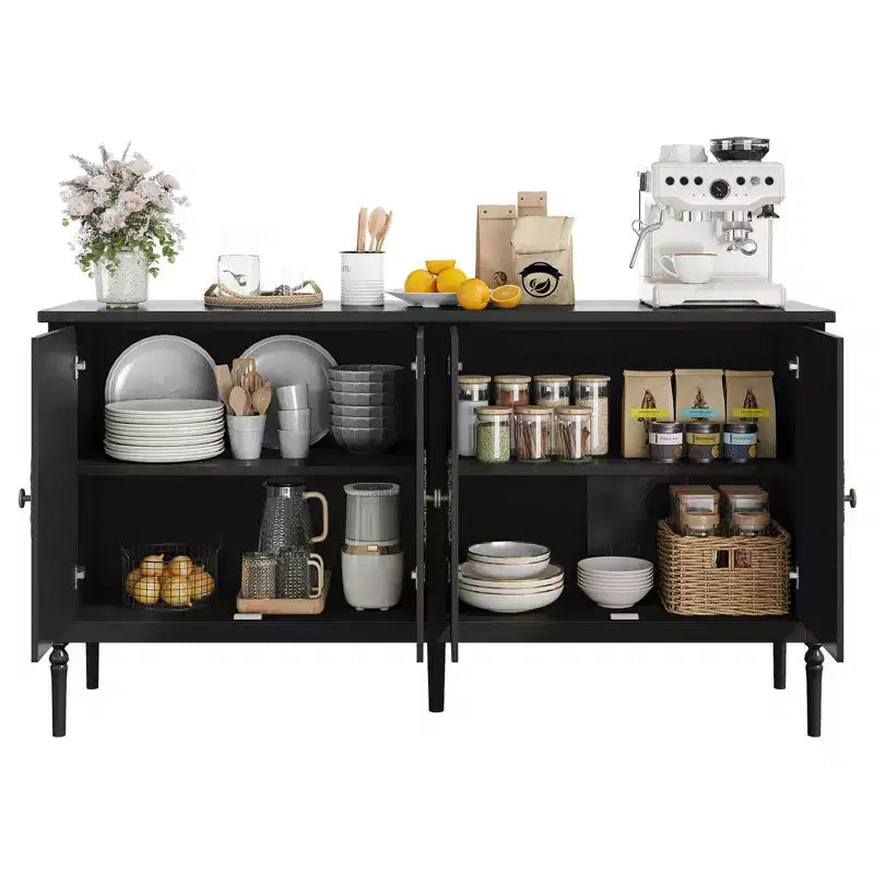 Buffet de salle à manger, Meuble bar à café d'entrée avec étagères réglables, Armoire de sol en bois, Table console multimédia