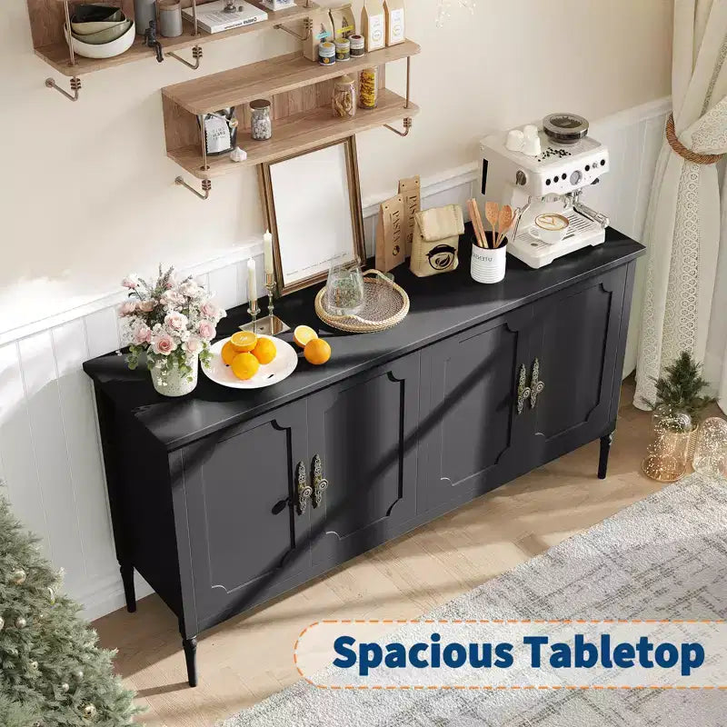 Buffet de salle à manger, Meuble bar à café d'entrée avec étagères réglables, Armoire de sol en bois, Table console multimédia