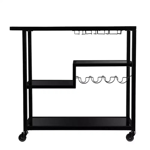 Holly & Martin Zephs Bar Cart - Black with Smoked Mirror - SEI
