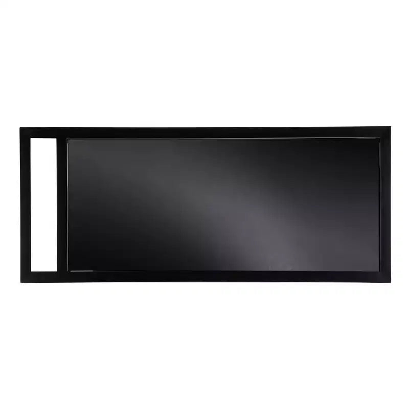 Desserte de bar en fer noir et miroir fumé avec porte-bouteilles et porte-verres