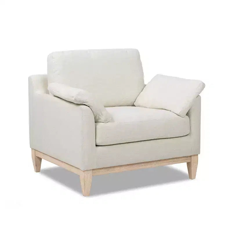 Fauteuil d'appoint style ferme moderne en velours blanc lin