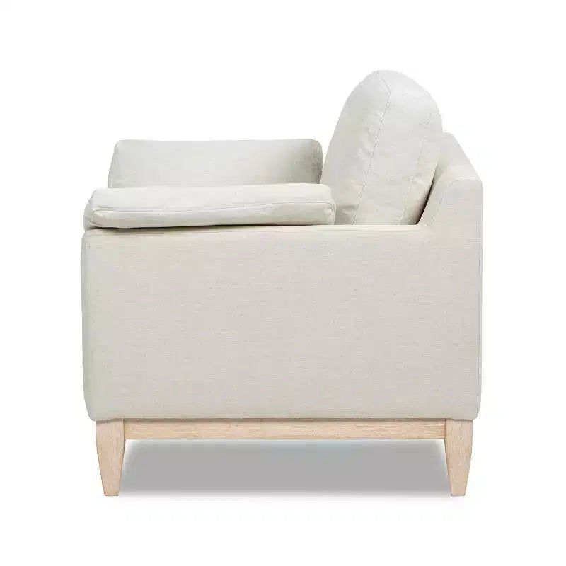 Fauteuil d'appoint style ferme moderne en velours blanc lin