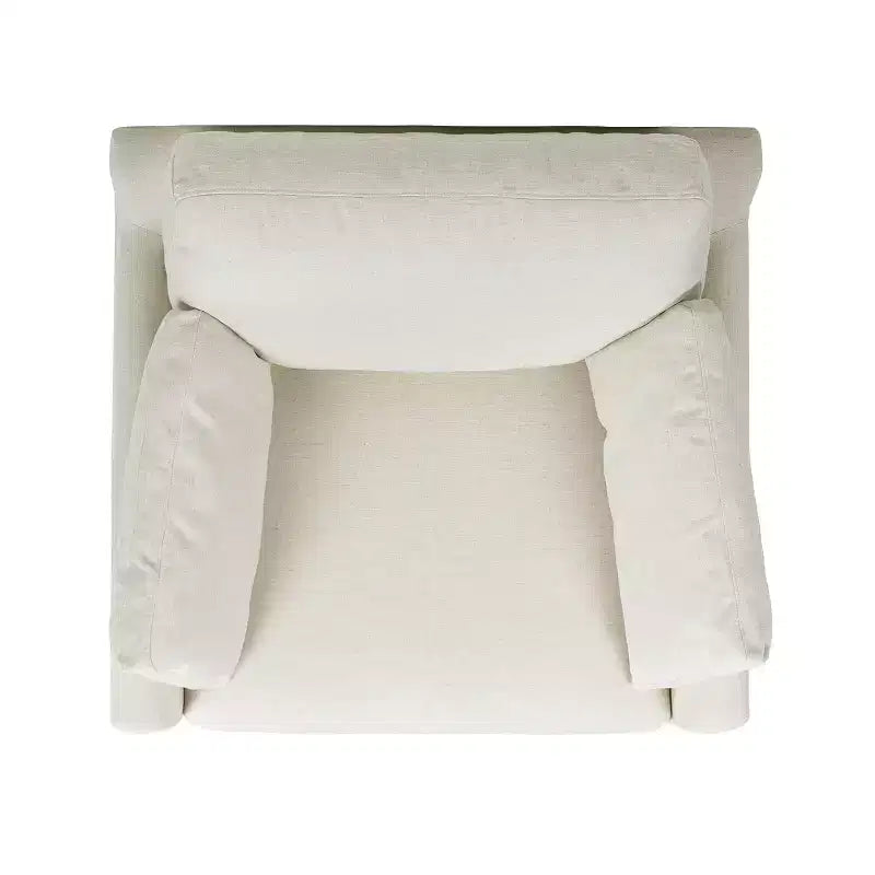 Fauteuil d'appoint style ferme moderne en velours blanc lin