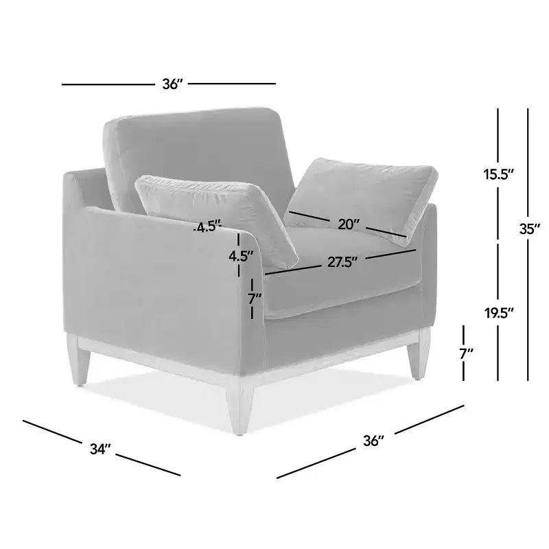 Fauteuil d'appoint style ferme moderne en velours blanc lin