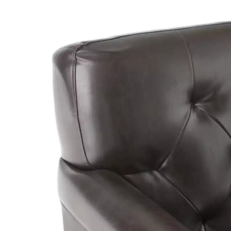 Fauteuil club capitonné en cuir reconstitué contemporain avec accoudoirs roulés