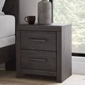 Table de chevet 2 tiroirs avec tiroirs coulissants fluides, finition anthracite