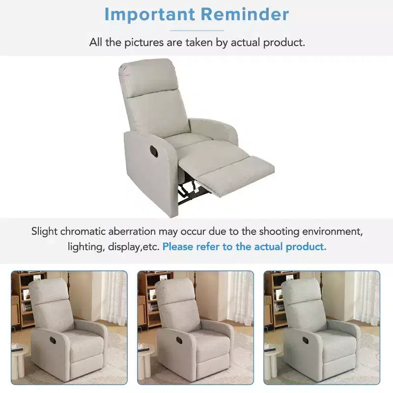 Fauteuil inclinable rembourré contemporain avec 3 positions de dossier réglables