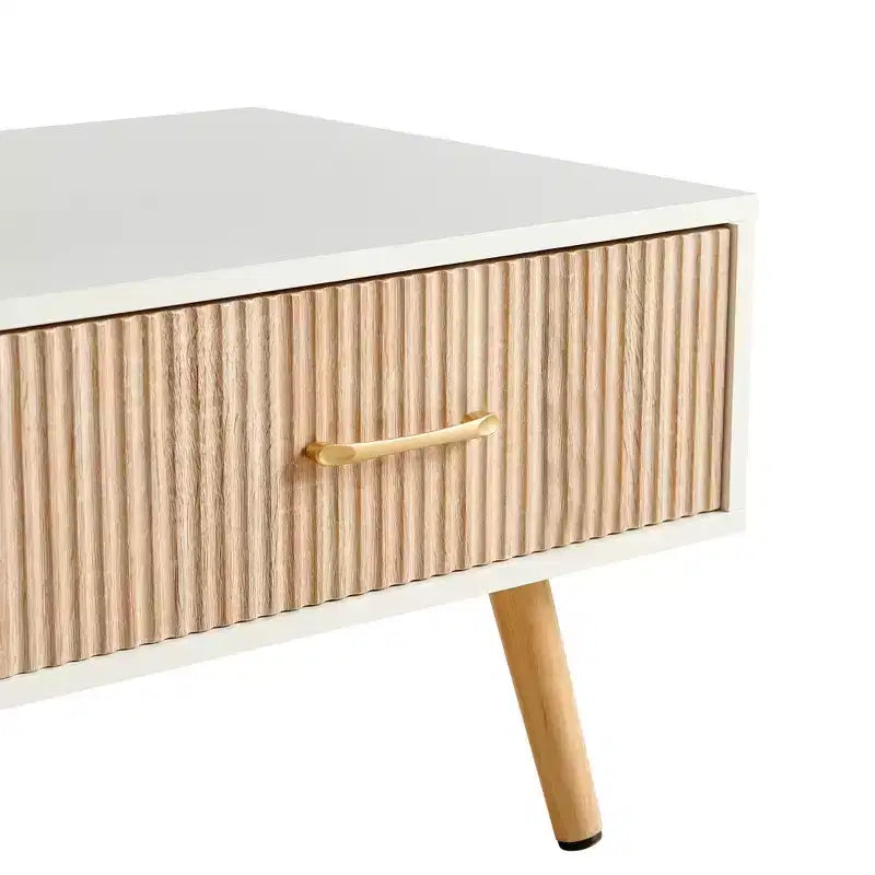 Table basse rectangulaire blanche avec tiroir coulissant, 104 cm L