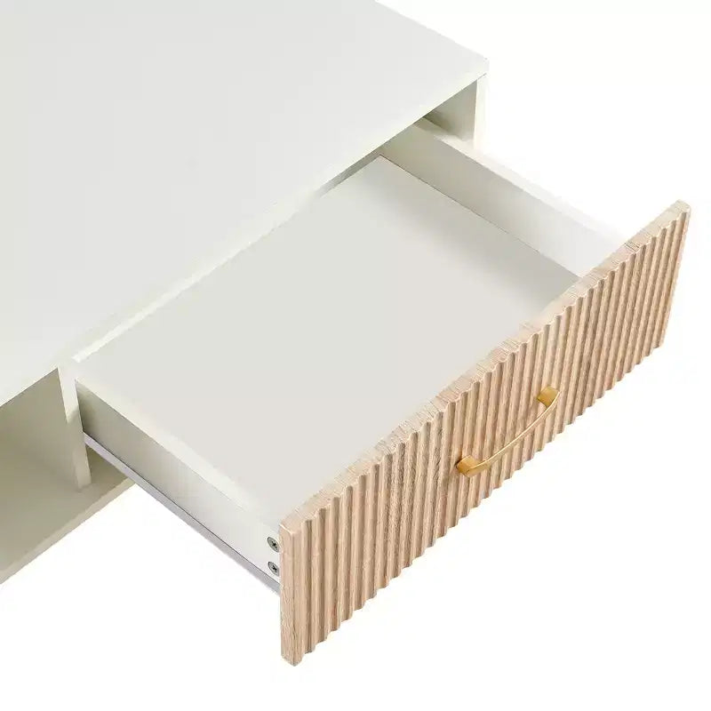 Table basse rectangulaire blanche avec tiroir coulissant, 104 cm L